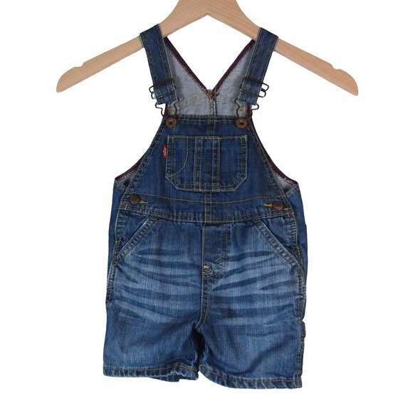 Levi’s Baby Denim Overalls 12M Vintage Wash Unisex Classic Workwear - Picture 1 of 6